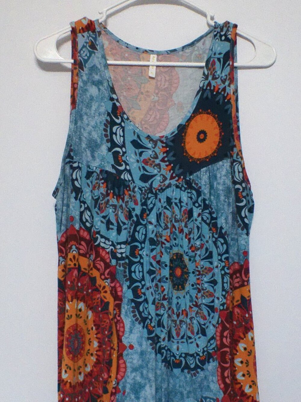 Anydeer Tank Top Women’s XL Blue Mandala Print Sleeveless Stretch Boho Summer
